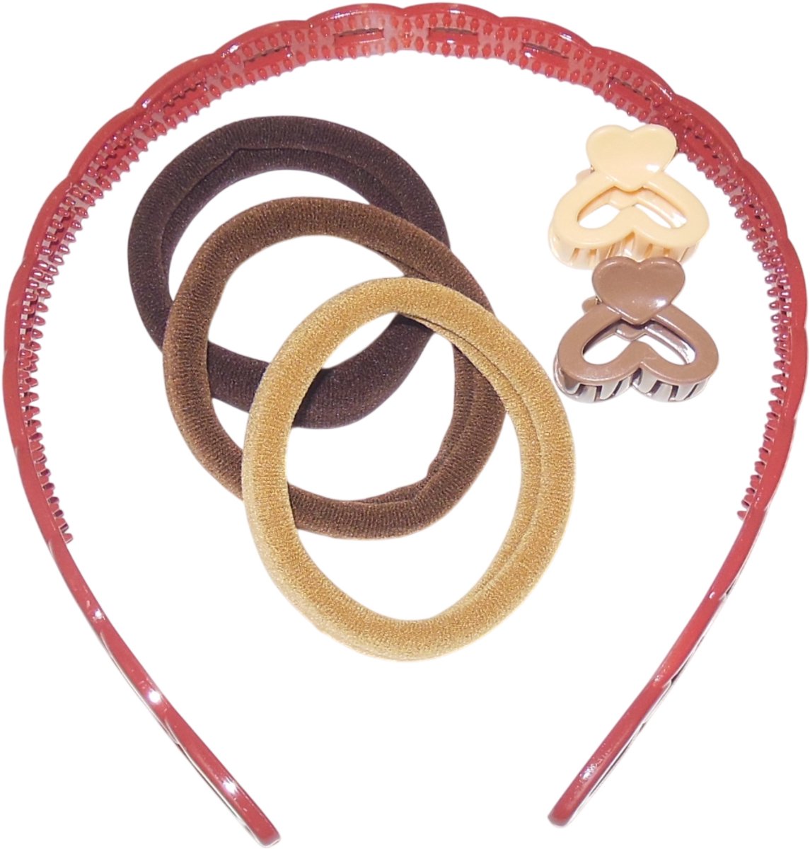 Diadeem schakels rood+ 3 elastieken+ 2 haarklemmetjes