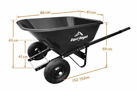 Equiroyal - ergonomische kruiwagen 220 liter - Zwart - Kiepfunctie van Merkloos	 — afbeelding 3