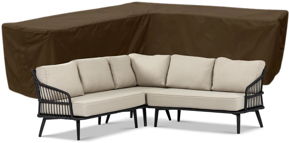 Tuinbankhoes gelijke zijden 600D Luxe Donker Bruin - 250 x 250 x 90 x 68