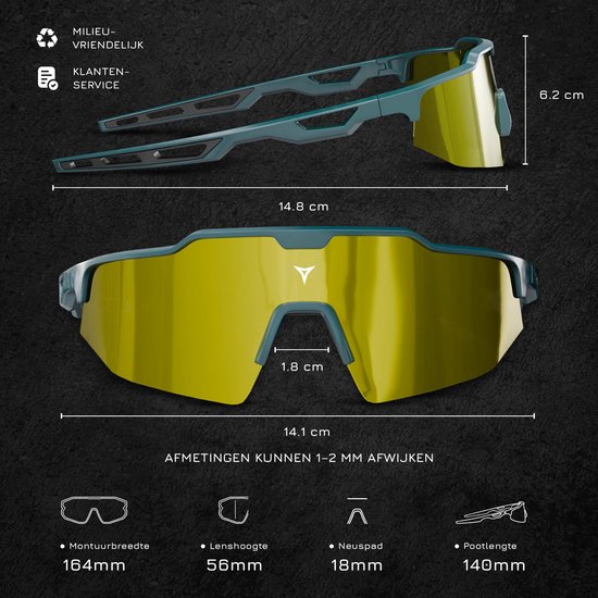 Breaking Limits Polariserende Sport Zonnebril - Fietsbril & Hardloopbril - UV400 Bescherming - Ultralicht - Groen van Merkloos — afbeelding 3