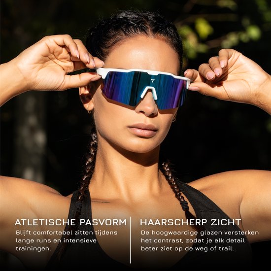 Breaking Limits Polariserende Sport Zonnebril - Fietsbril & Hardloopbril - UV400 Bescherming - Ultralicht - Blauw/wit van Merkloos — afbeelding 2