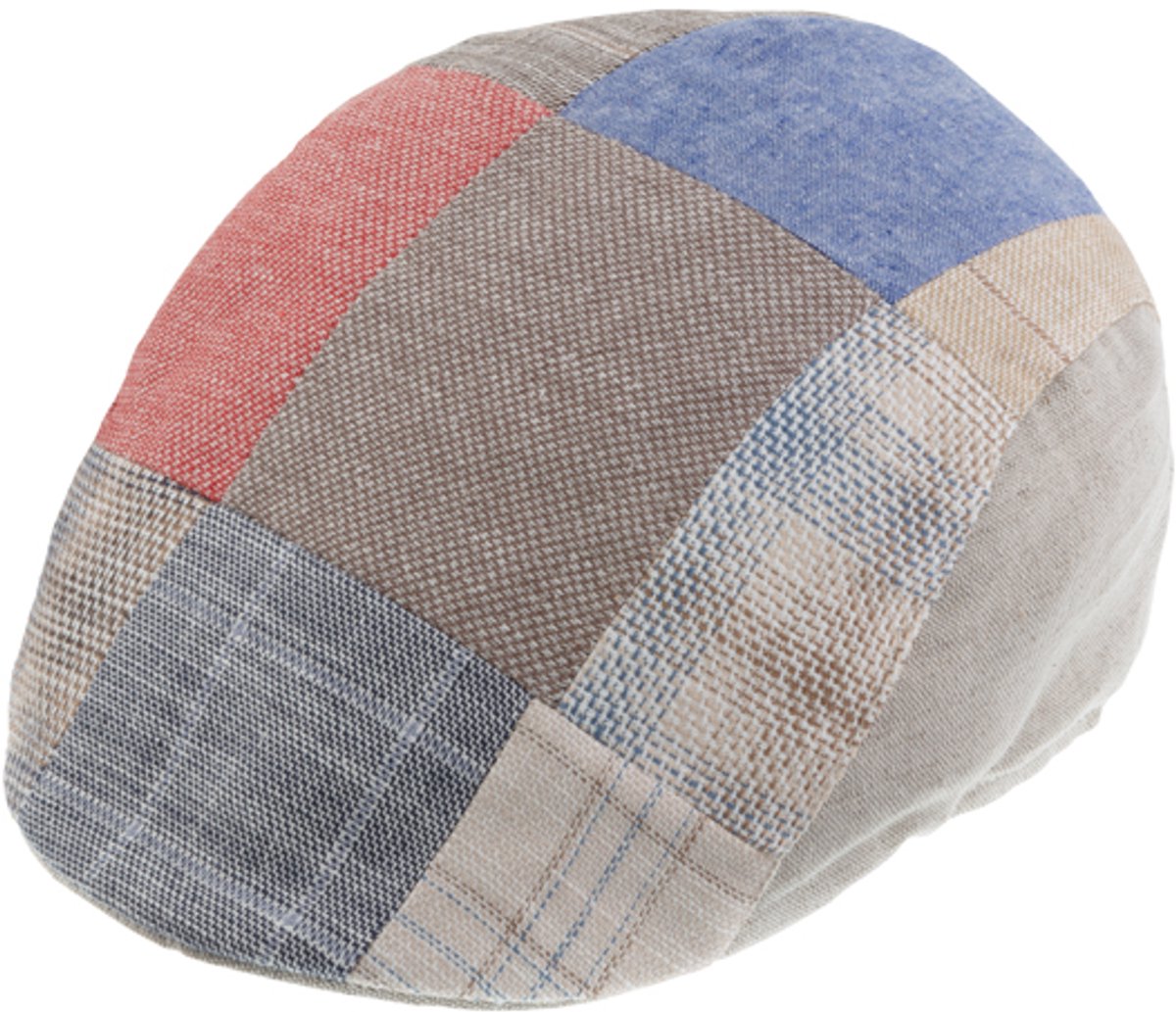 Flatcap Fiebig Linnen Patchwork Ruitpatroon maat 57