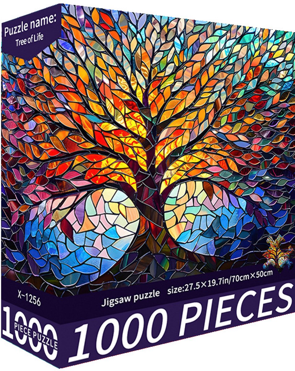 Kraftverdia Puzzel 1000 Stukjes Volwassenen - Legpuzzel Tree of Life -Kleurrijke Mozaïek -Moeilijke Legpuzzel voor Volwassenen