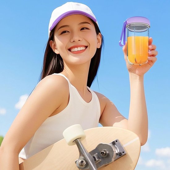 Draagbare blender - smoothie blender to go voor shakes en vers fruit - 500 ml, USB oplaadbaar - paars - 8,5 x 8,5 x 28,5 cm - ABS voor thuis, werk en onderweg van Merkloos — afbeelding 2