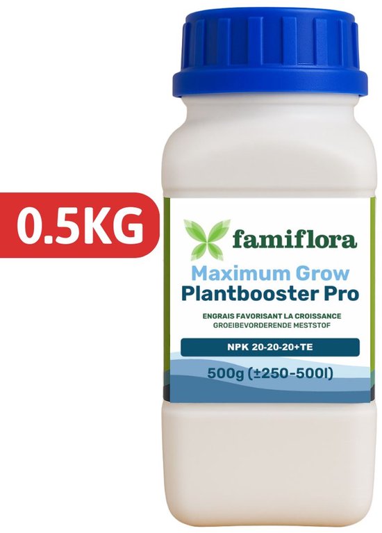 Famiflora meststof voor binnen- & buitenplanten - 500 g - Stimuleert planten om sneller te groeien en bloeien zodat je tuin er levendig uitziet
