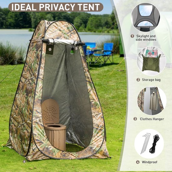 Pop-up Privacytent met Stalen Frame - Snel Opvouwbare Ruimtebesparende Draagbare Schuilplaats - Polyester Constructie met Touwen en Palen - voor Kamperen Wandelen Vissen van POP — afbeelding 2