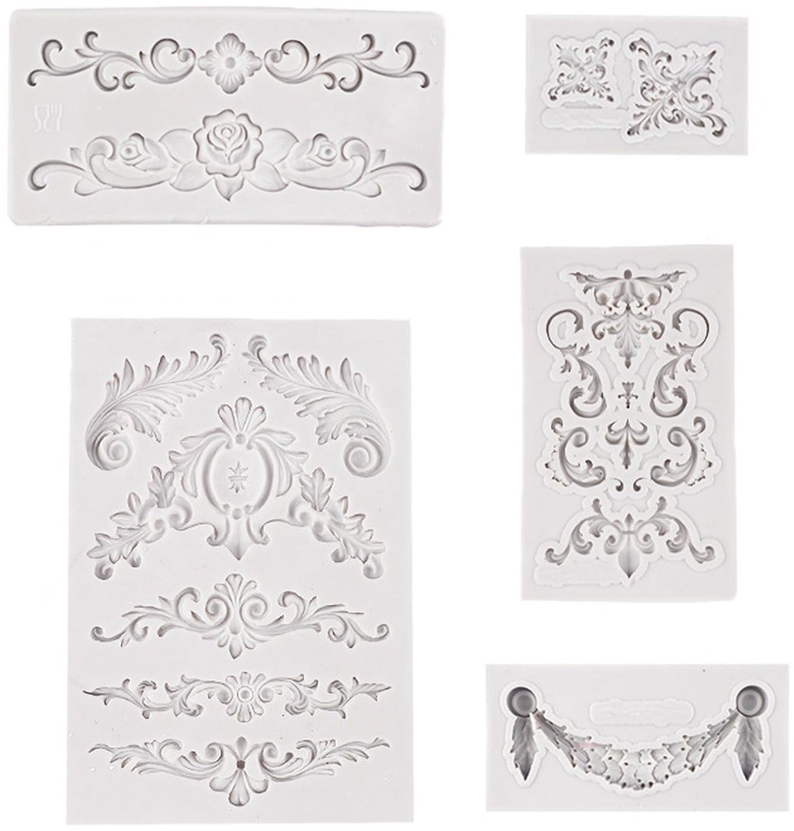 3D Siliconen Fondant Vormen - Barokstijl - 5 Stuks