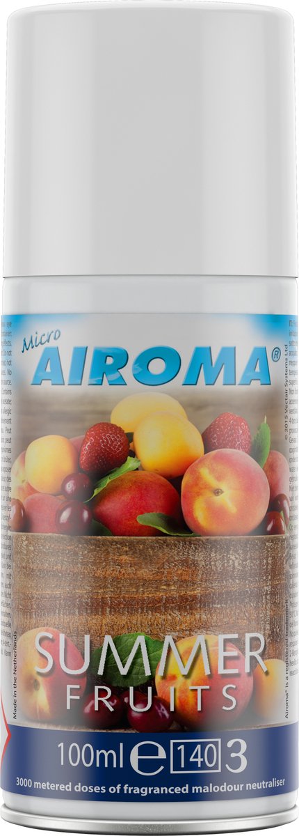 Micro Airoma Navulling 12x 100ml – Summer Fruits – Luchtverfrisser Aerosol – Geschikt voor MVP Dispenser