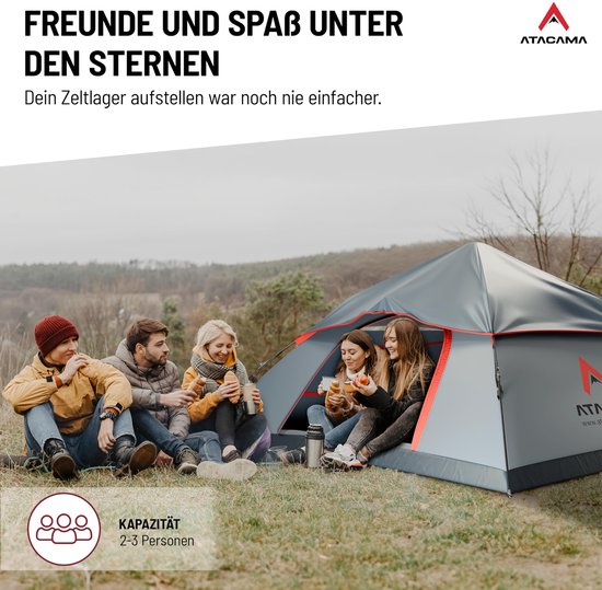Atacama-kampeertent - Ultralichte pop-up tent - Compact en duurzaam - Perfect voor trektochten, bikepacking, survival- en outdooravonturen - Pop-up tent voor 3 personen van Merkloos — afbeelding 4