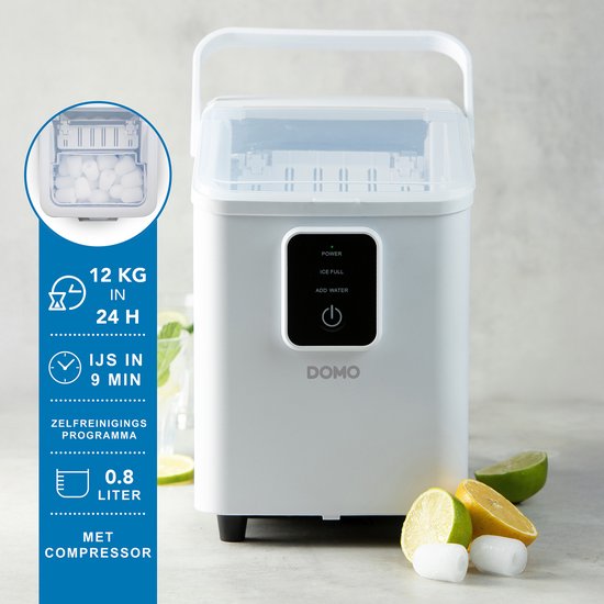 DOMO DO9292IB IJsblokjesmaker - IJsblokjesmachine met IJsschep - 0,8 l - 9 ijsblokjes in 8 minuten - Zelfreinigingsfunctie - 12 kg/24 u - Wit van Domo — afbeelding 2