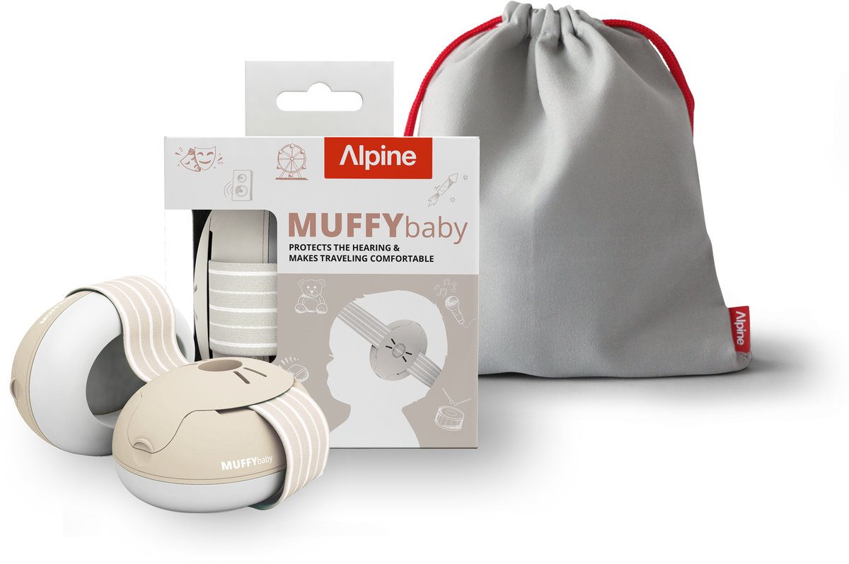 Alpine Muffy Baby Gehoorbescherming - gehoorbescherming voor baby's en peuters tot 48 maanden - geluidsbescherming voorkomt gehoorschade - comfortabele pasvorm - Zand