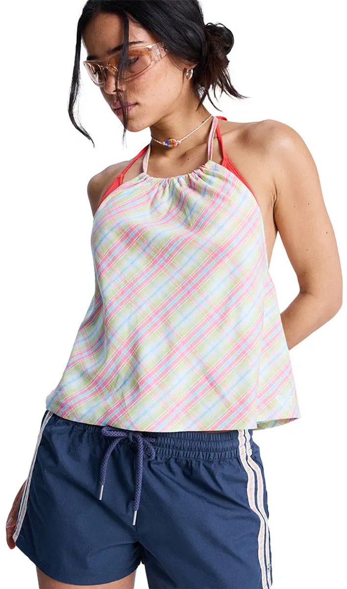 Roxy Always Again Mouwloos T-shirt Veelkleurig XS Vrouw Coconut Milk Plaid Swell