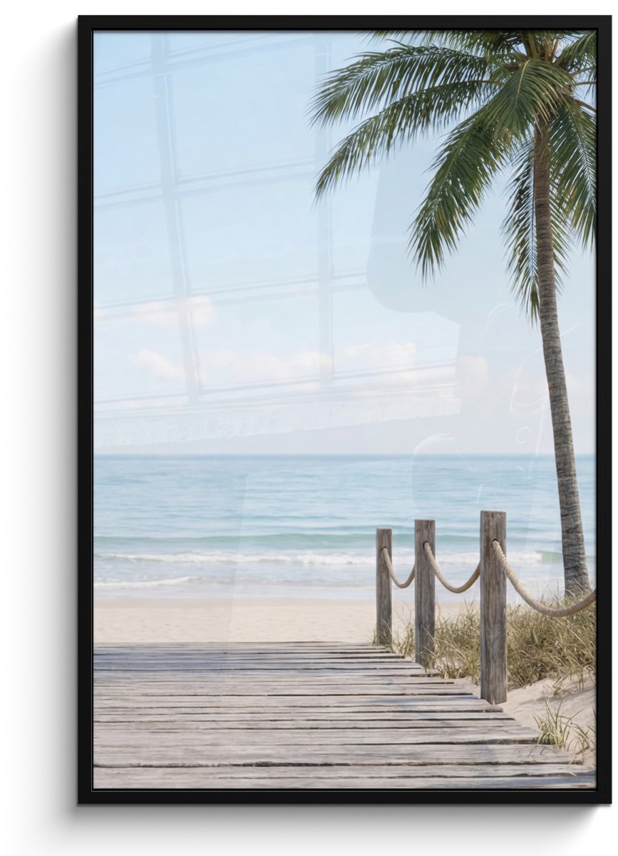 FrameYourWall Poster in lijst - Fotolijst 80x120 cm - Posters - Palmbomen - Pad - Horizon - Posterlijst zwart - Decoratie - Wanddecoratie woonkamer - Muurdecoratie slaapkamer