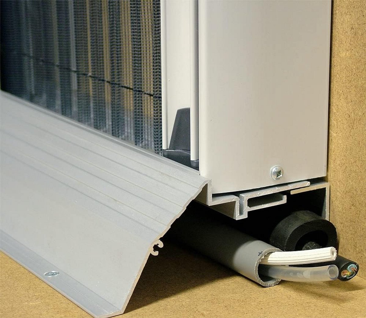 Horrex aluminum threshold for pleated fly door