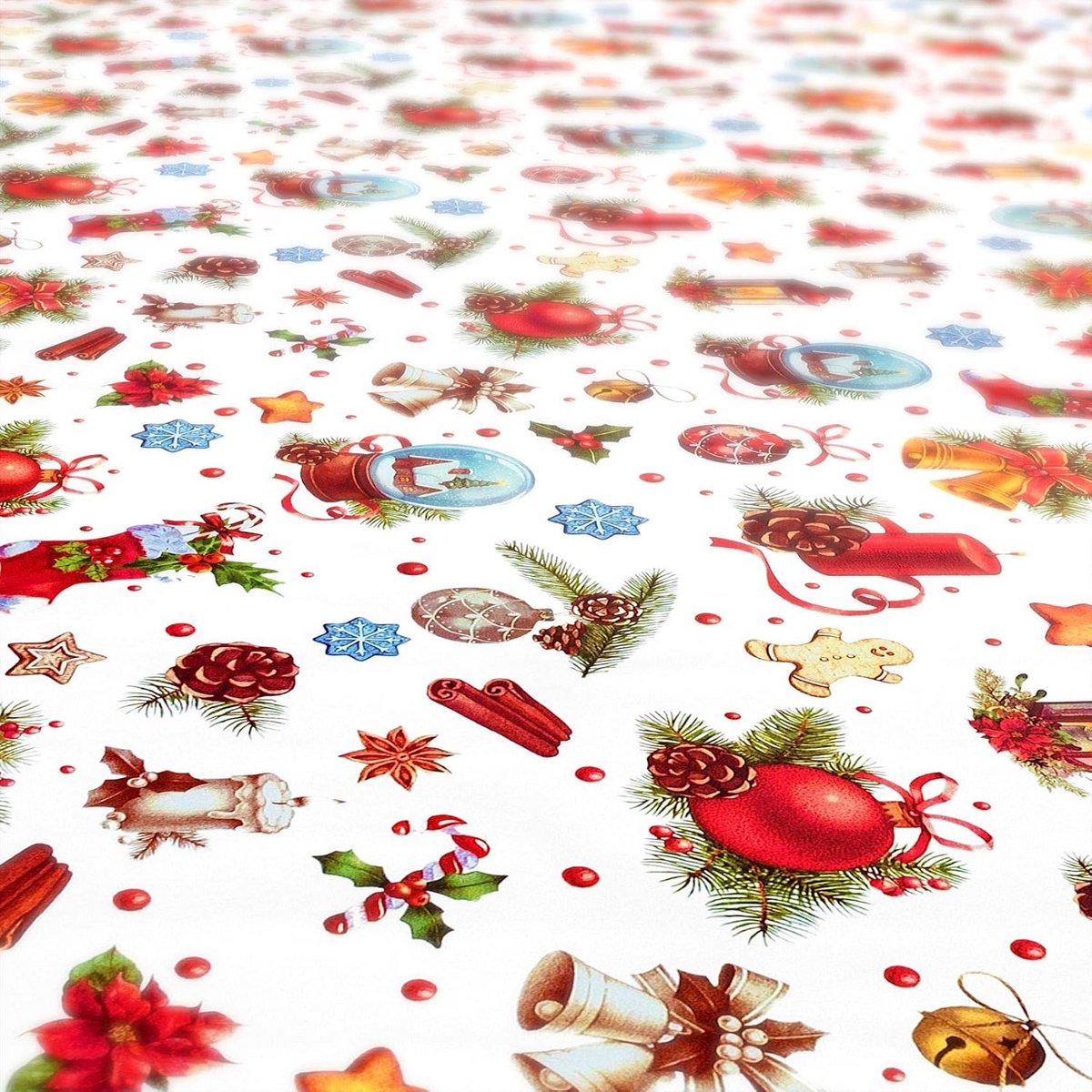Ovaal Tafelkleed Kerstprint 180x140cm - Waterafstotend en Afwasbaar Tafelzeil