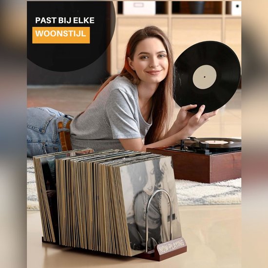 Système de rangement LP SNJY® - Porte-vinyles - Porte-disques - 30P x 15L x 20H cm - Bois