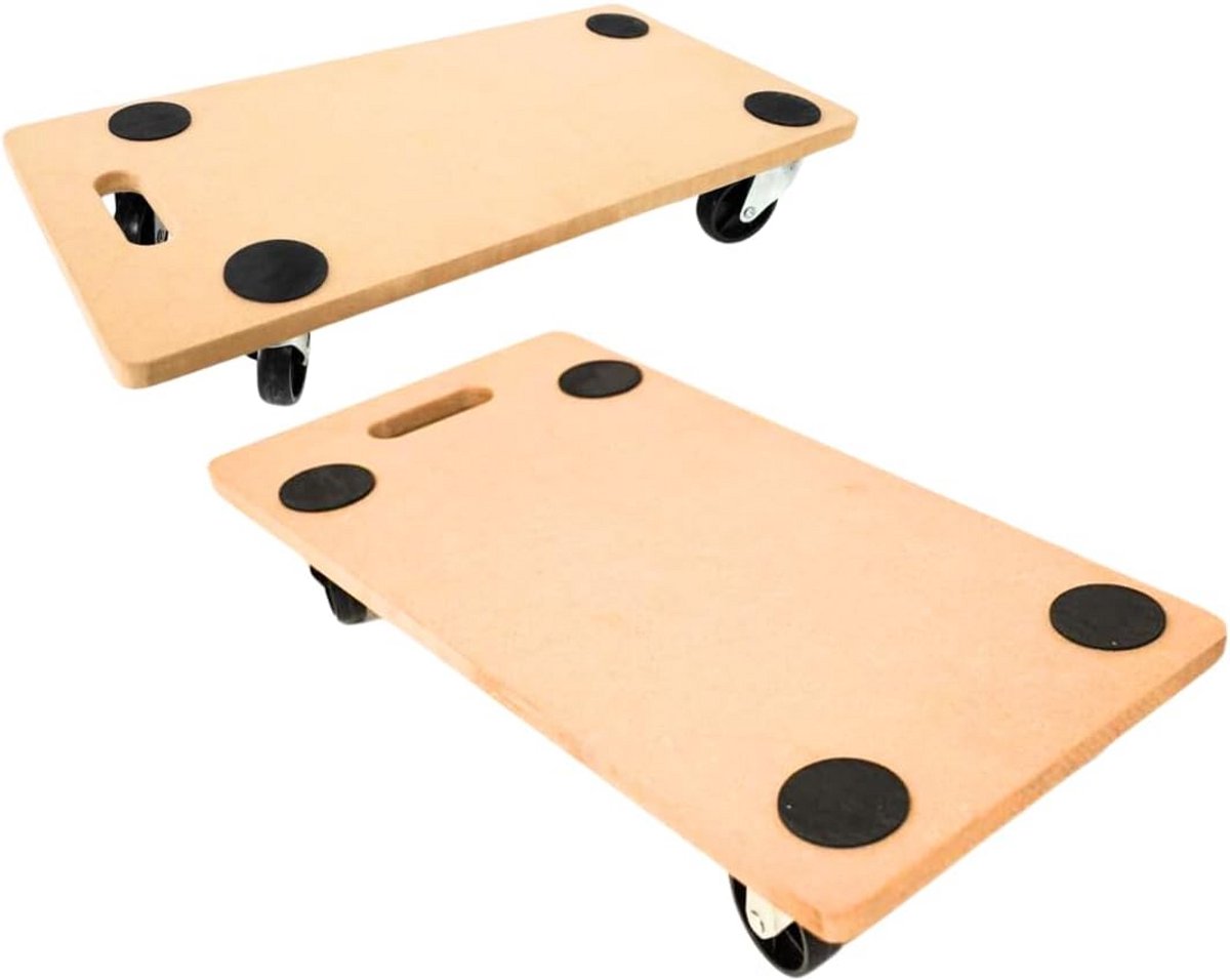Set van 2 Roltafels met Zwenkwielen voor Zware Lasten | 200 kg Draagvermogen | MDF Hout
