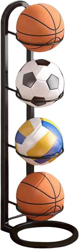 Basketbalopbergrek 5 niveaus, staand balrek, balstandaard, verticaal balrek, afneembare staande rek, garageorganizer voor sporttoestellen voor voetbal, basketbal, volleybal