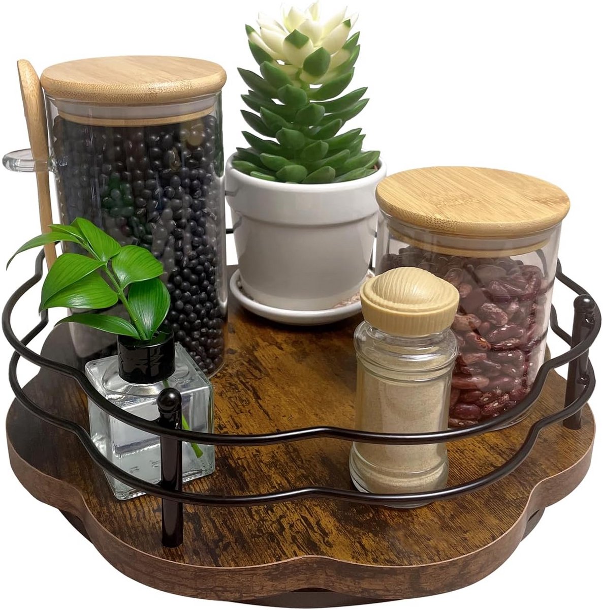 Draaibare Houten Serveerplateau voor Kruidenrek en Kastorganizer - 30.5cm