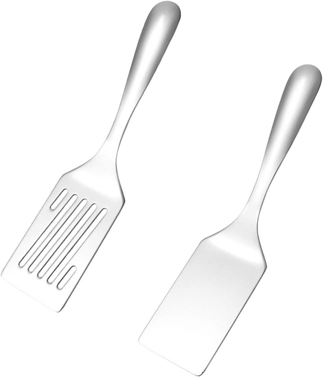 2x Roestvrijstalen Spatel Set voor Grillen en Bakken