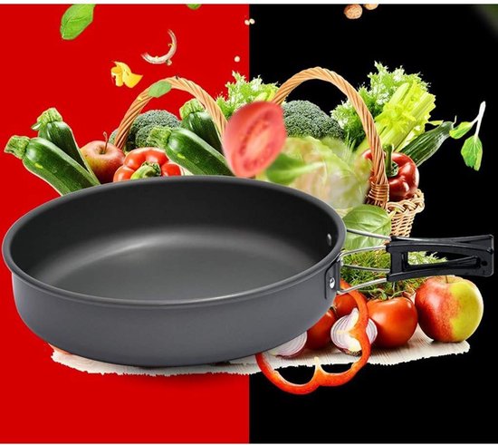 Aluminium Koekenpan 22cm Camping Antiaanbaklaag Opvouwbare Handgreep Inductie Geschikt — afbeelding 4