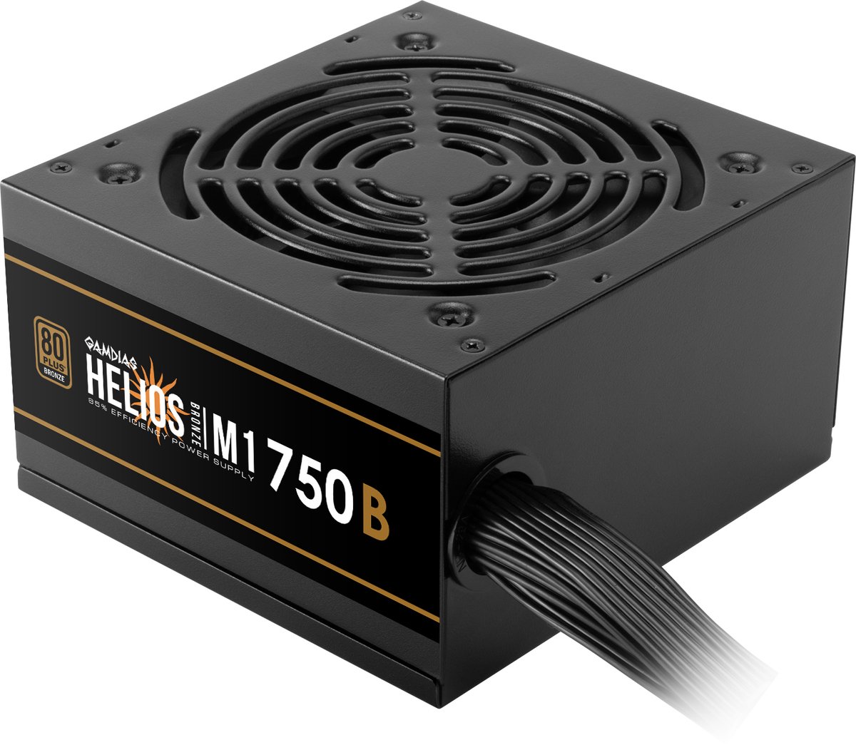 PC ATX Voeding Intern 750 Watt – 80Plus Bronze 750W PSU Computer Power Supply Sleeved Cables - 4x 6+2 PIN aansluiting voor videokaart - ATX12V v2.4 Compatible - Gamdias HELIOS M1-750B