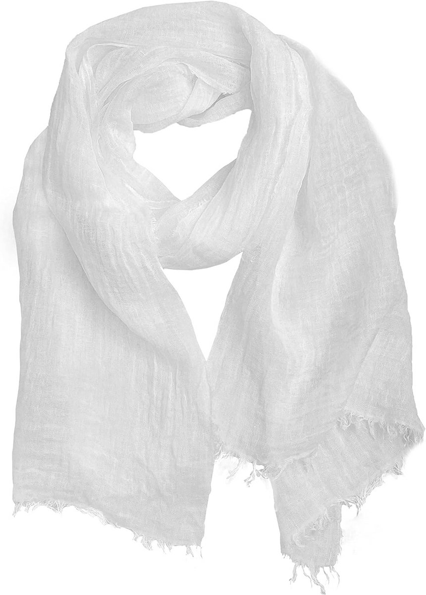 Linnen sjaal 100% - licht & zacht - 180x60 cm - wit - voor dames & heren
