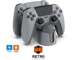 Retro Gaming Goods® - PS5 Controller Oplaadstation – DualSense Laadstation voor 2 Controllers – Snellader Dock met LED Indicator – Geschikt voor PlayStation 5