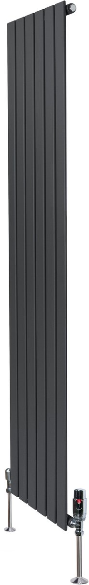 1-kolom design radiator - 1800x420 mm - grijs - thermostaatkraan