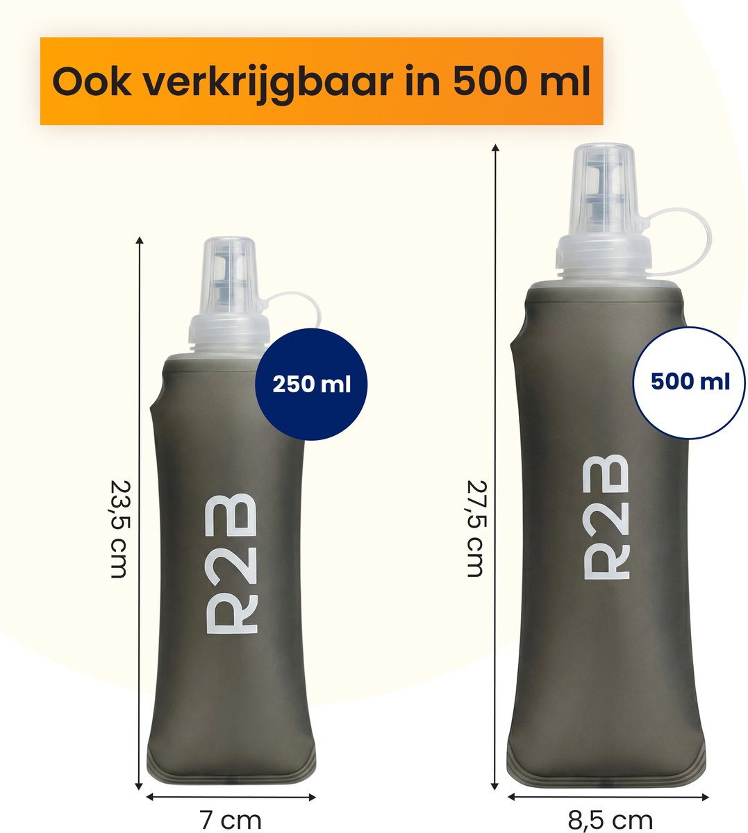 R2B Soft Flask 250 ML - Drinkfles Hardlopen - Opvouwbare Waterfles - Flexibele Drinkfles - Bidon/Drinkzak - Antraciet — cadeau in Sport & Outdoor - foto 8