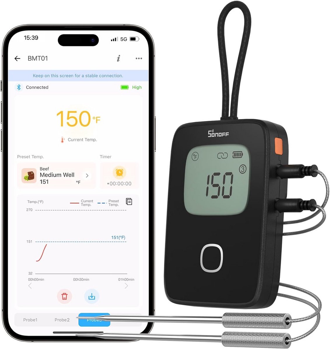 Digitale Vleesthermometer met Tot 4 Sondes voor Barbecue en Braden