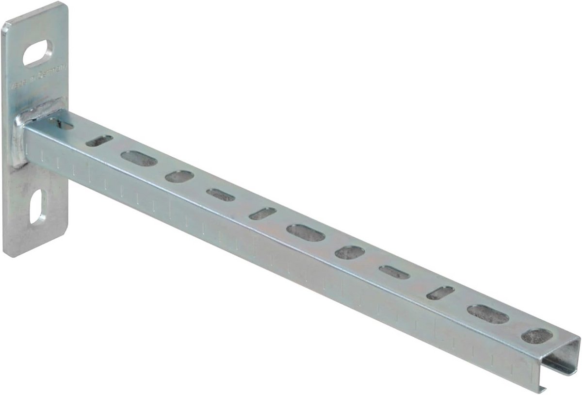 Zware Muurbeugel 32cm voor Buizen en Kanalen - Gegalvaniseerd Staal, Zilver