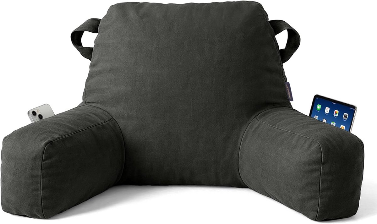 Comfortabel Rugsteunkussen met Armen voor Zitten in Bed of op Bank - Wasbare Hoes