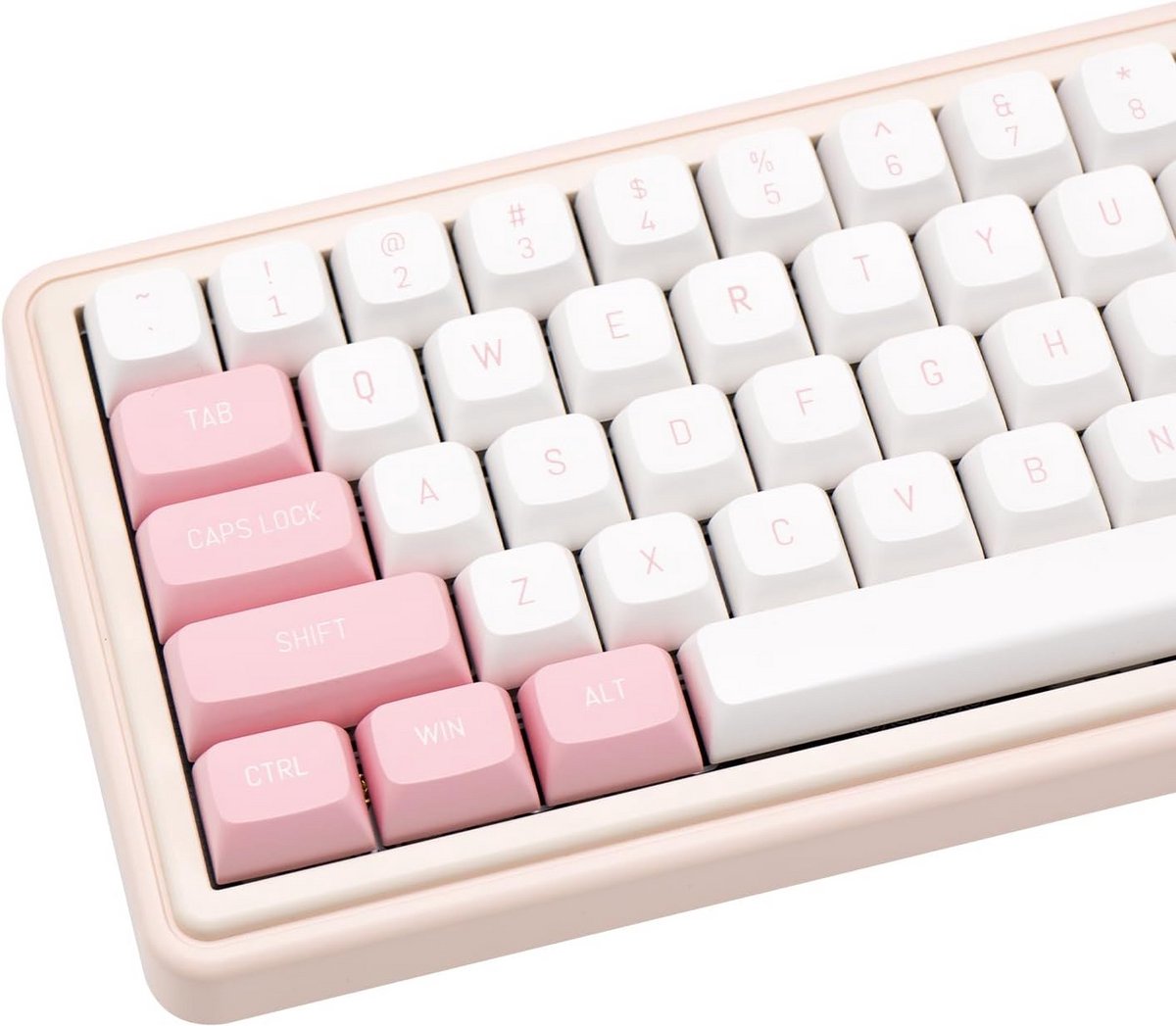 150 Stuks PBT Keycaps Wit & Roze, CSA Profiel Keycapset voor Mechanisch Toetsenbord