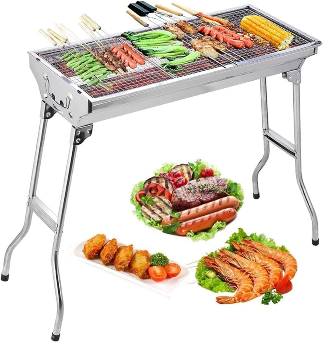 Grote Opvouwbare Houtskool BBQ Grill voor Buiten - Ideaal voor Kamperen en Picknicks