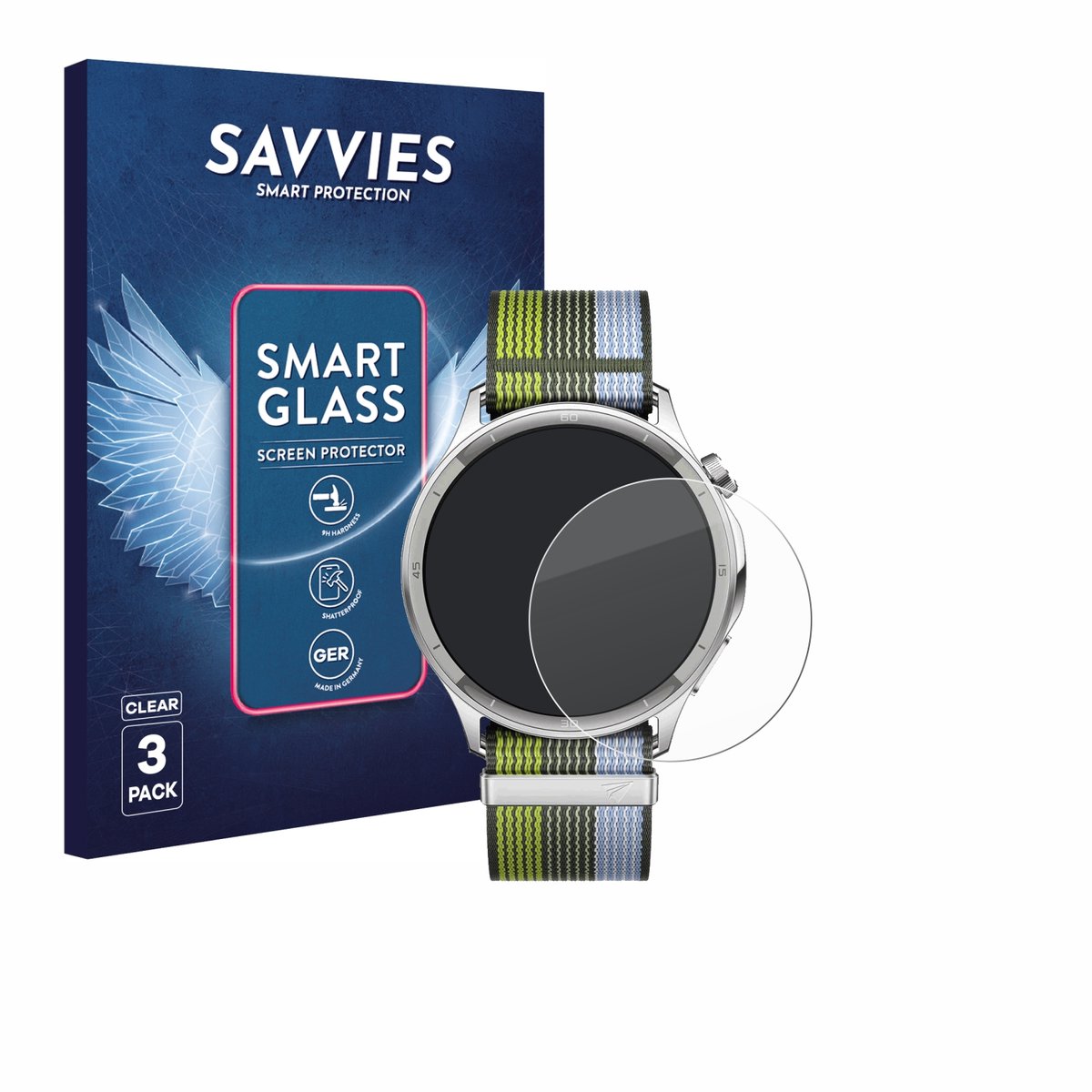 3 Stuks Savvies Screenprotector - geschikt voor Oppo Watch S - beschermfolie glas transparant