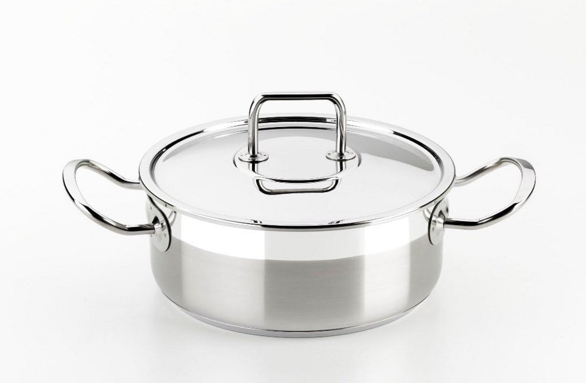RVS Braadpan met Deksel 16 cm - Geschikt voor Inductie en Oven