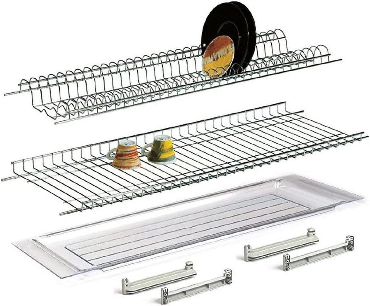 RVS Droogrek met Lekbak voor Boven Kasten (86 cm)