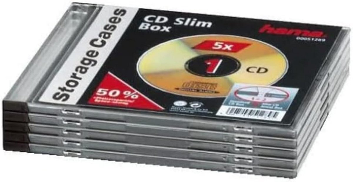 Slimline CD Hoezen Transparant Zwart - 1 Stuks