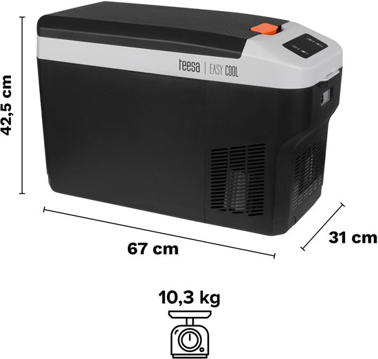 TEESA professionele compressor reiskoelkast met vriesfunctie 25L - DC12/24V - AC 230V - Autokoelkast, Compressor, Draagbare Kleine Koelkast met Vriesvak, Voor Voertuigen, Vrachtwagens, Campers, Boten, Mini Elektrische Koeler, Voor Autoritten, Reizen van Teesa — afbeelding 3