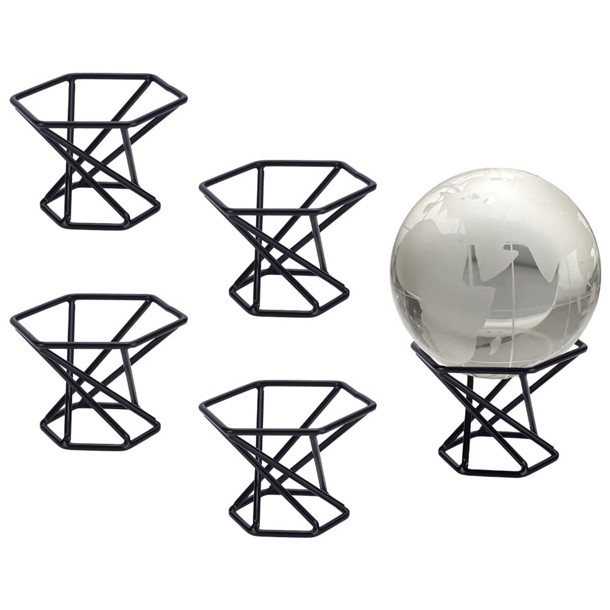 Set van 5 Crystal Balstandaard - Hexagonaal Ontwerp - 60 x 53.5 x 40.5 mm