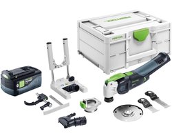 Festool OSC 18 E-Basic-set accu-oscillator 18 V Starlock Max Brushless + 1x accu 5,0 Ah + 7-delige accessoire set + Systainer - zonder oplader
