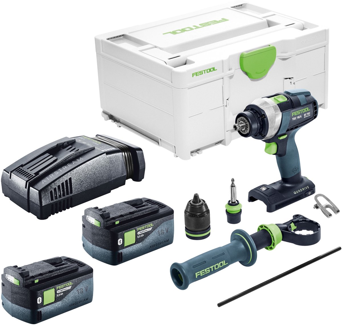 Festool TDC 18/4-Basic accuboormachine 18 V 75 Nm borstelloos + 2x accu 5,0 Ah + snellader + Systainer