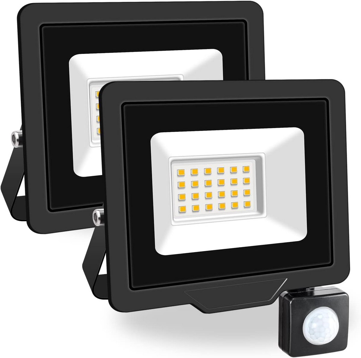 2x 20W LED Buiten Schijnwerper met Bewegingssensor 2000 Lumen Warm Wit Licht IP65