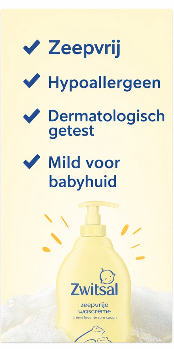 Zwitsal Baby Zeepvrije Wascrème – 400 ml – Set van 6 – Milde Babyverzorging – Voordeelverpakking — afbeelding 5