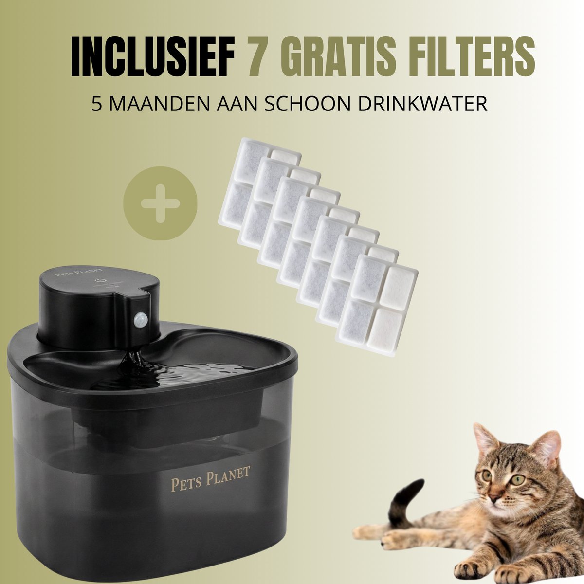 Pets Planet Draadloze Drinkfontein Kat - 2L met 7 filters thumbnail 2
