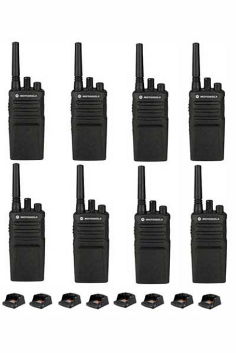 Set van 8 Motorola XT420 UHF IP55 PMR446 Portofoon met laders