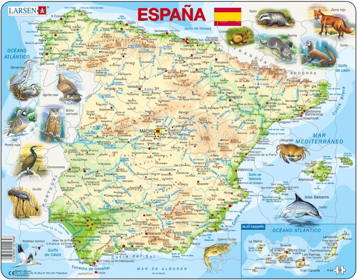 Educatieve Fysieke Puzzel van Spanje met Figuurstukjes