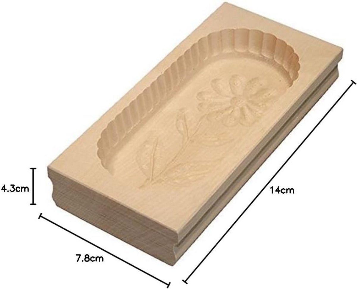 Houten Botervorm Bloem - Vierkante Vorm Voor 125g Boter