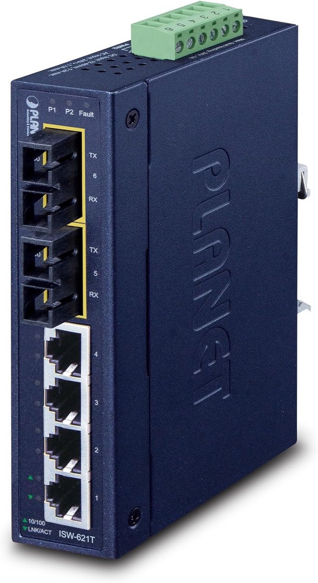 Industriële Netwerk Switch 6 Poorten Unmanaged L2 Fast Ethernet (10/100) Blauw